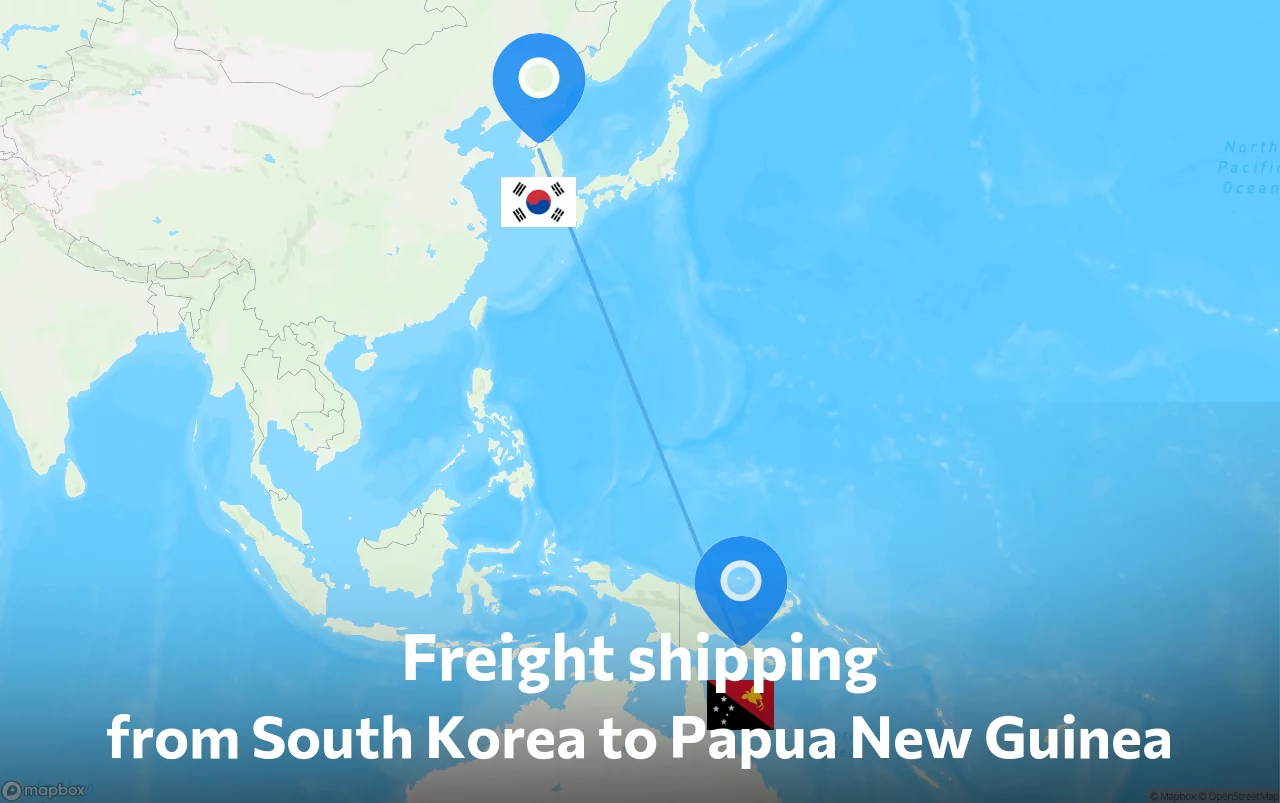 Shipping route from South Korea to Papua New Guinea