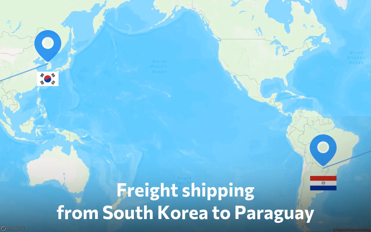 Shipping route from South Korea to Paraguay