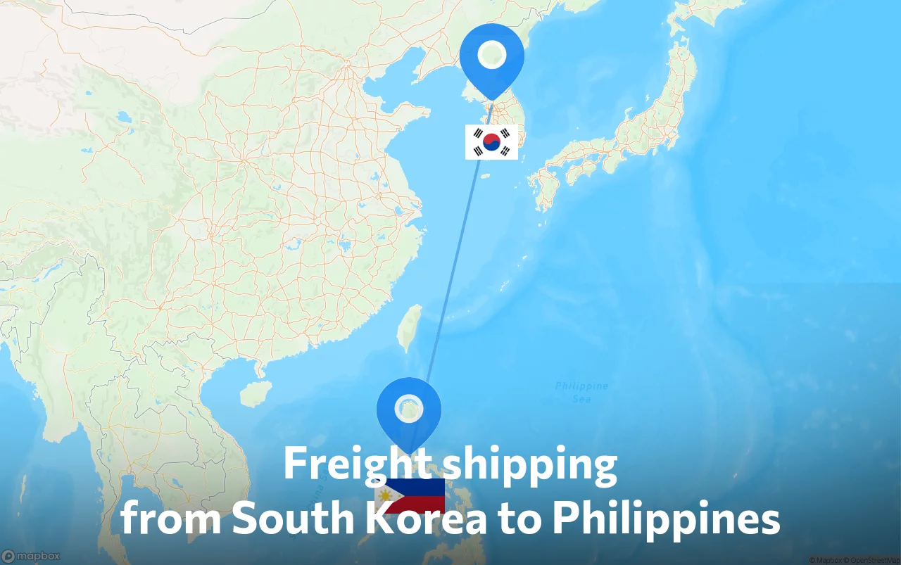 Shipping route from South Korea to Philippines