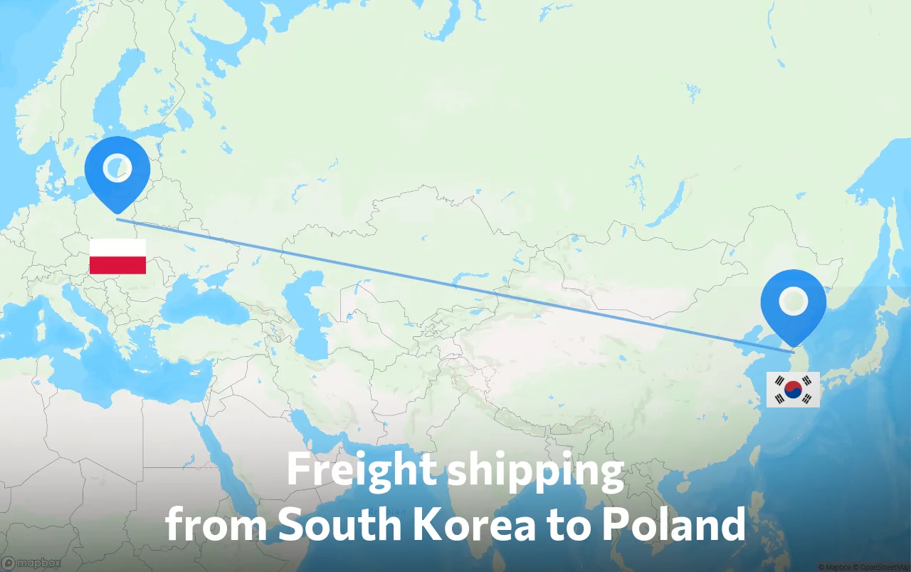 Shipping route from South Korea to Poland