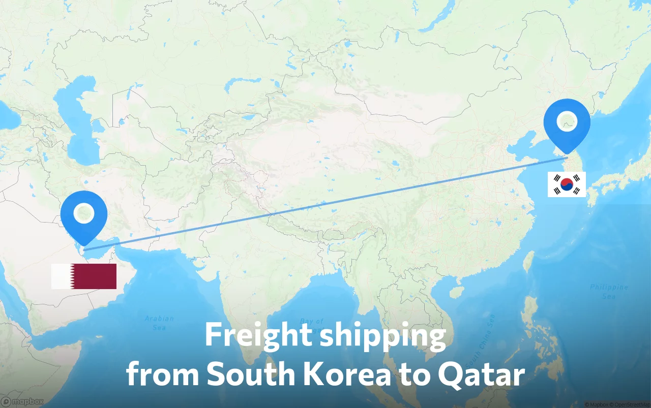 Shipping route from South Korea to Qatar