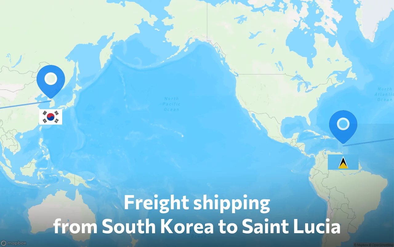 Shipping route from South Korea to Saint Lucia