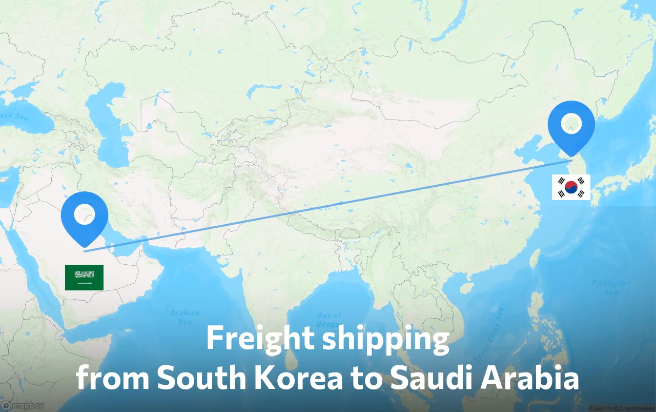 Shipping route from South Korea to Saudi Arabia