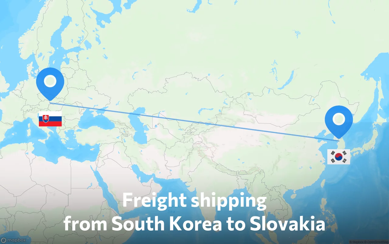 Shipping route from South Korea to Slovakia