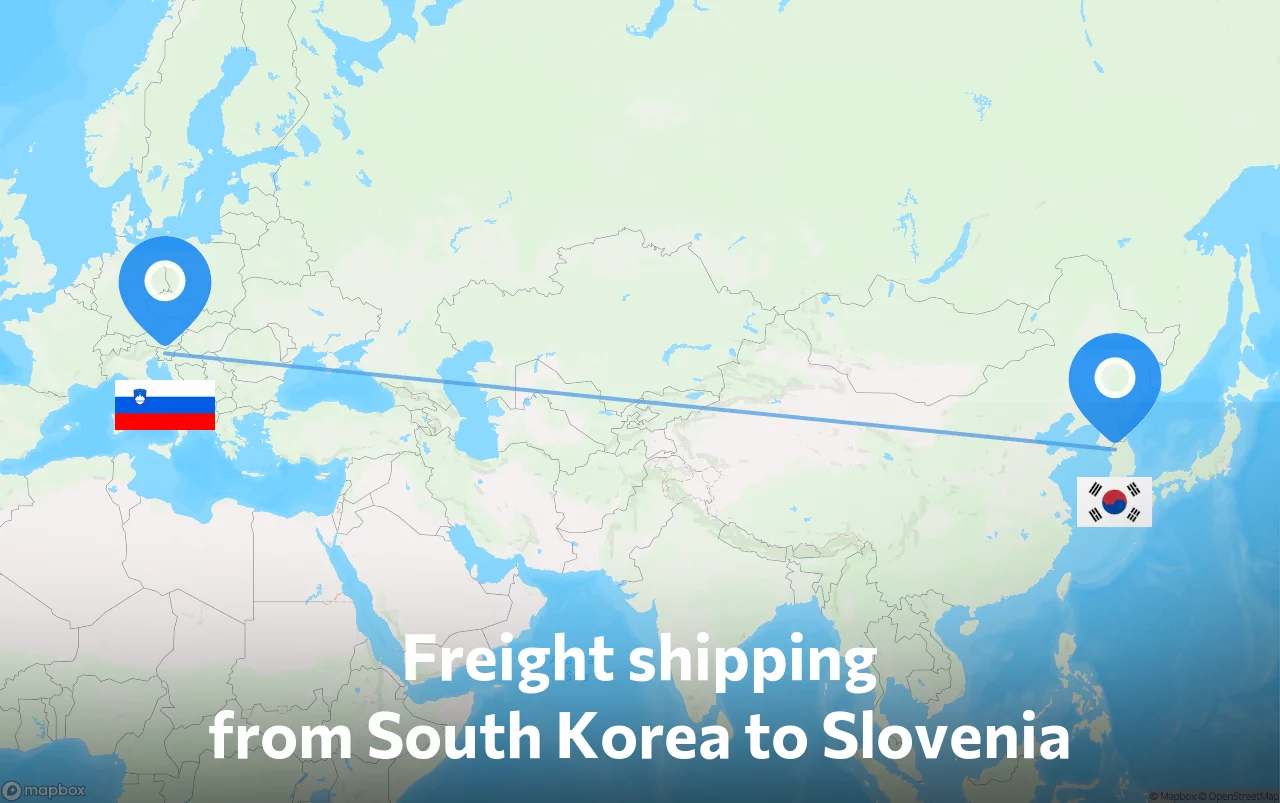 Shipping route from South Korea to Slovenia