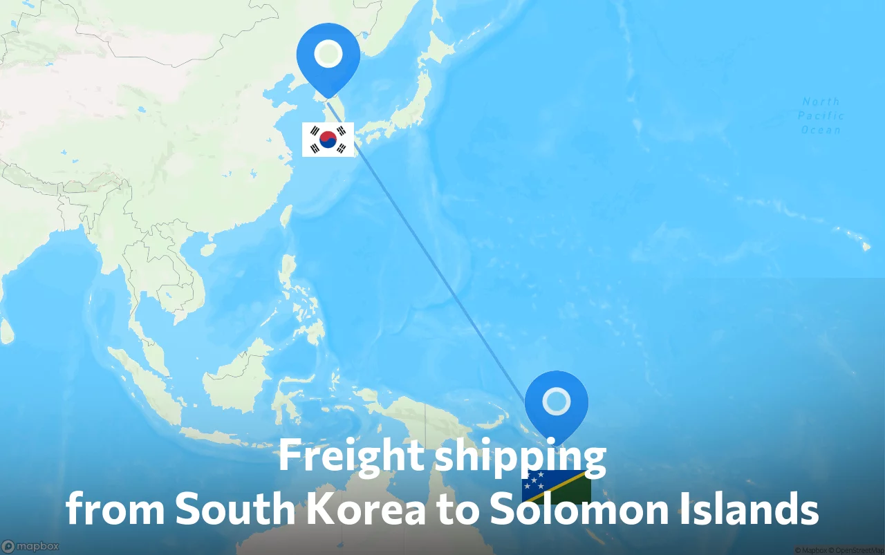 Shipping route from South Korea to Solomon Islands