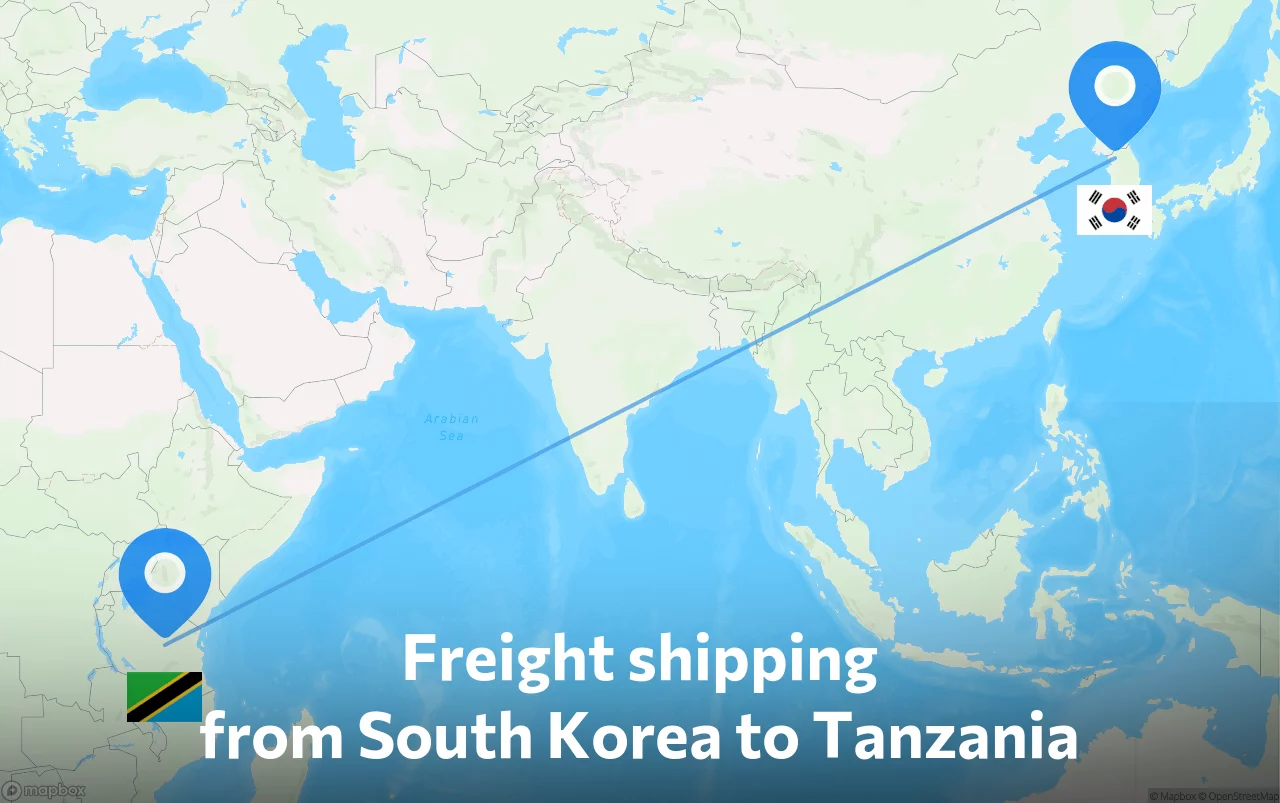 Shipping route from South Korea to Tanzania