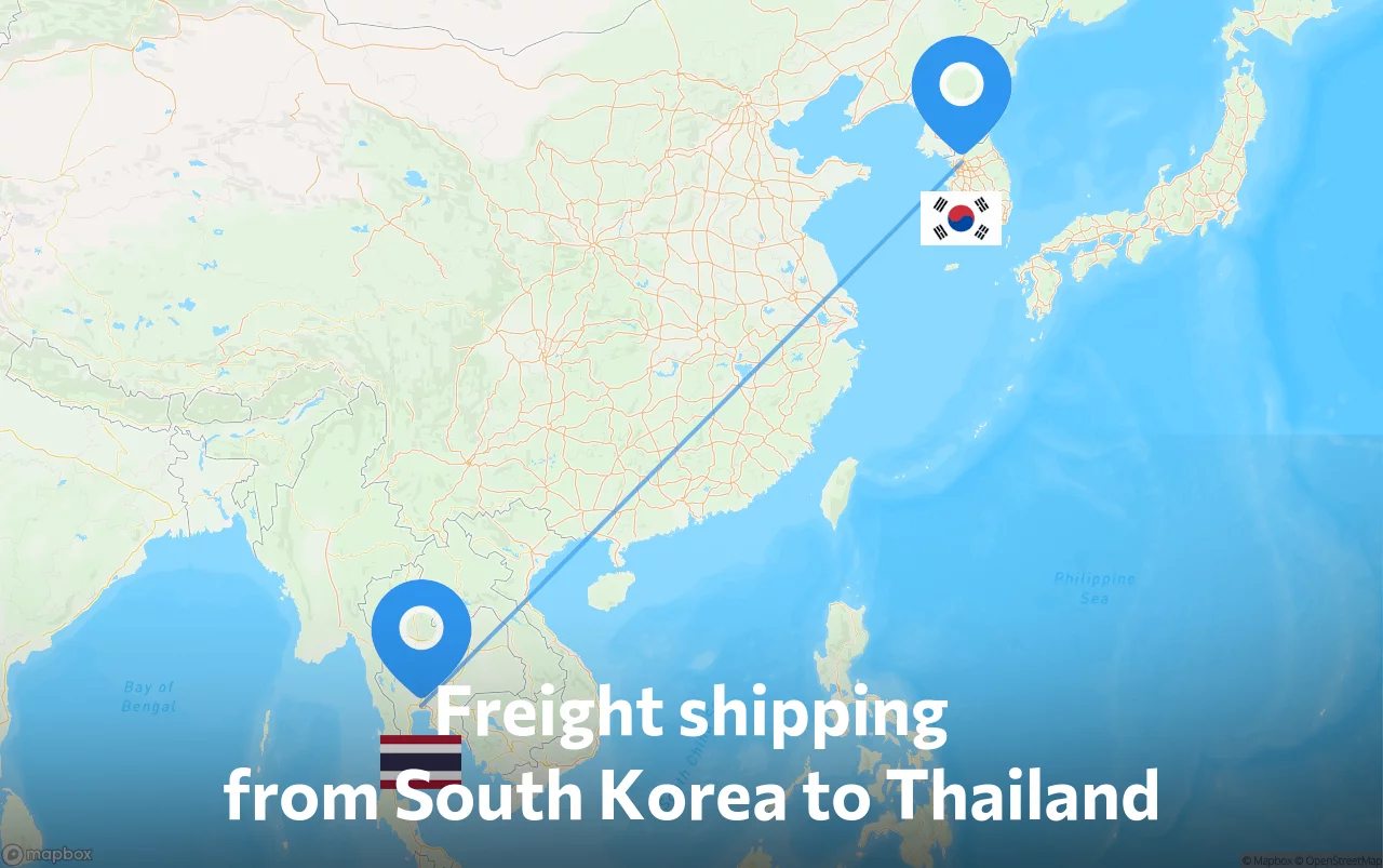 Shipping route from South Korea to Thailand