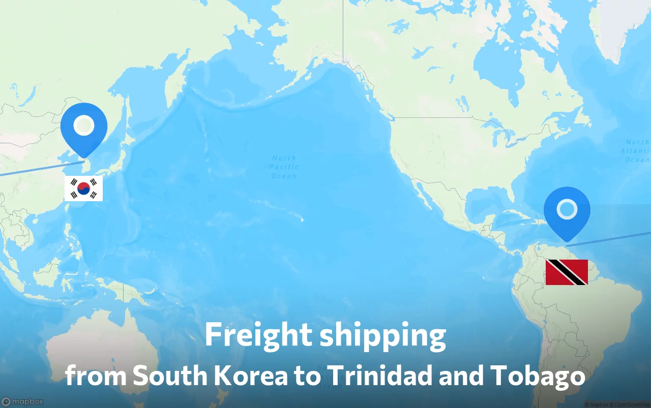Shipping route from South Korea to Trinidad and Tobago