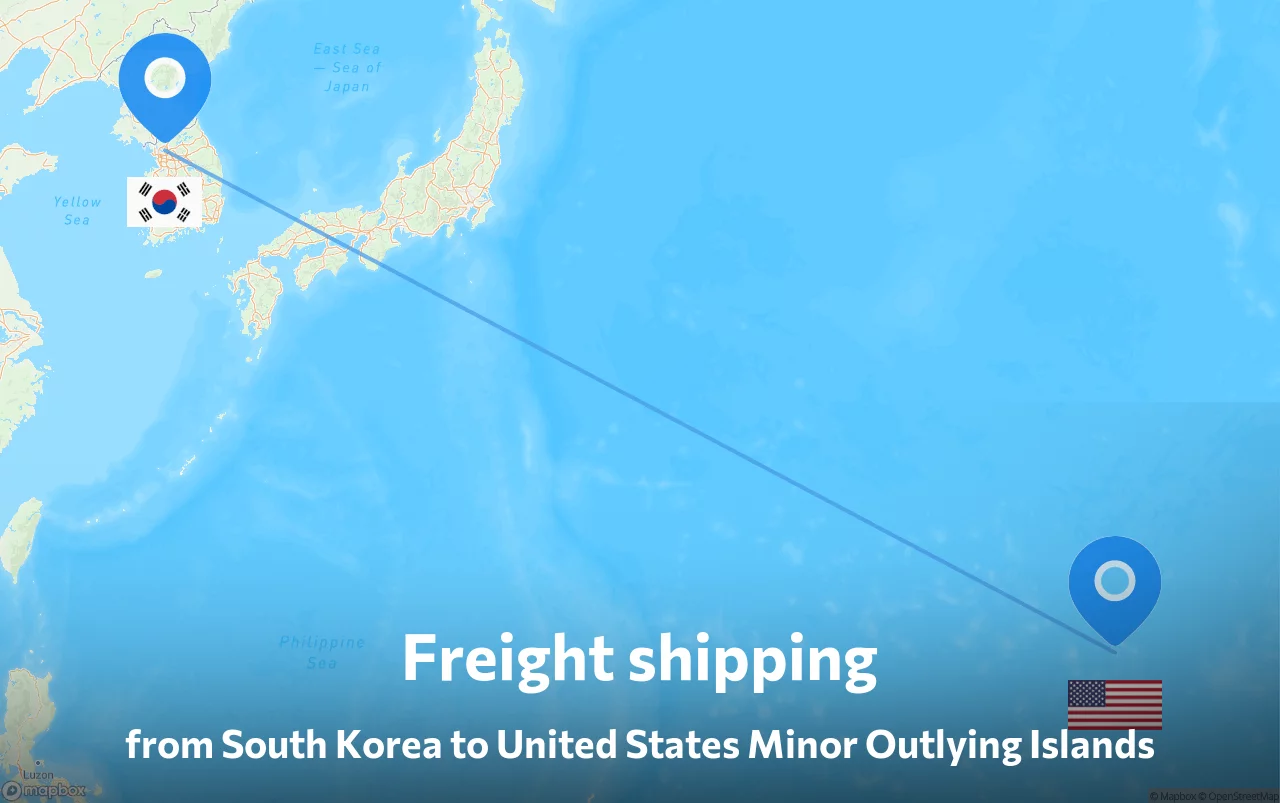Shipping route from South Korea to United States Minor Outlying Islands