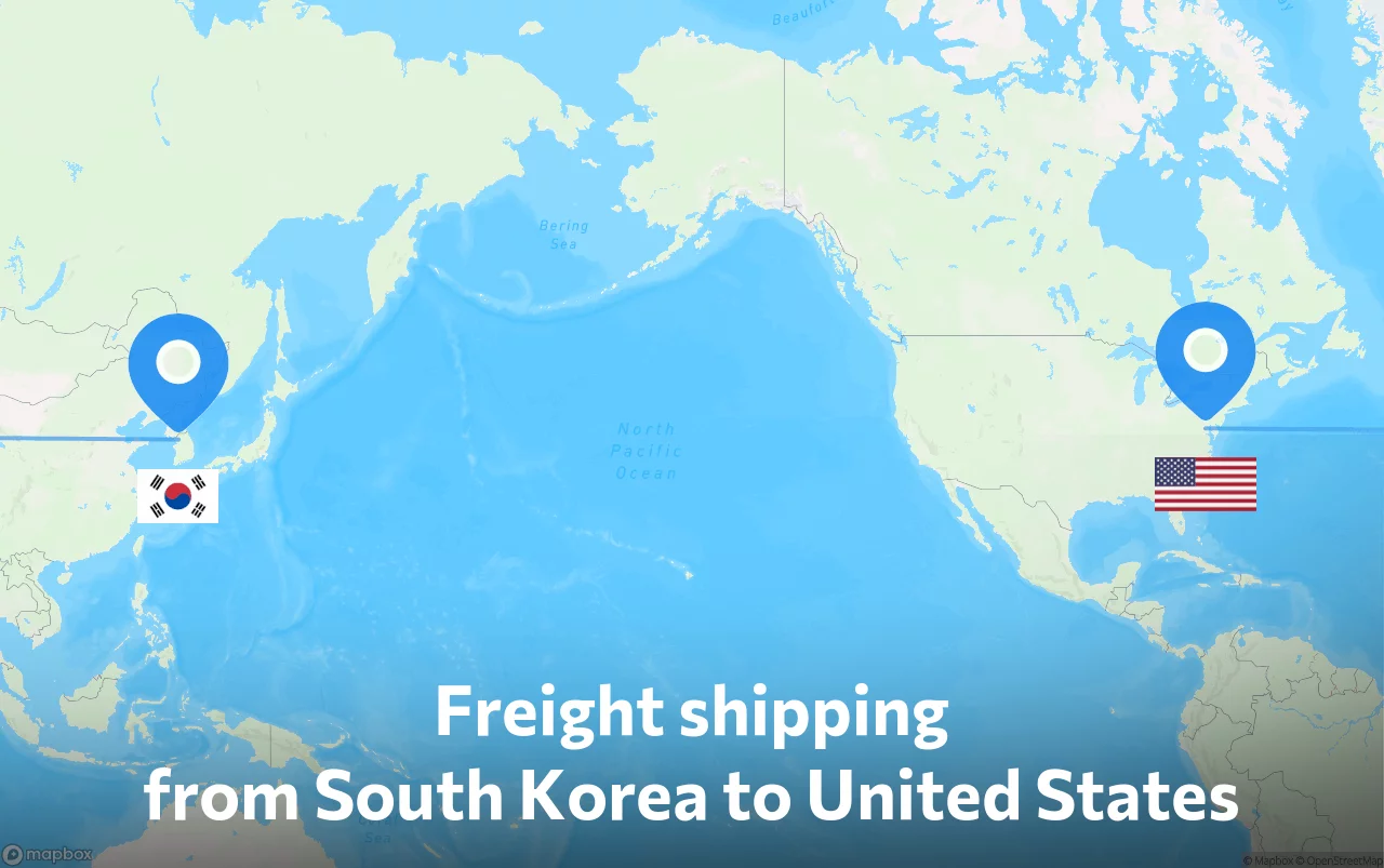 Shipping route from South Korea to United States