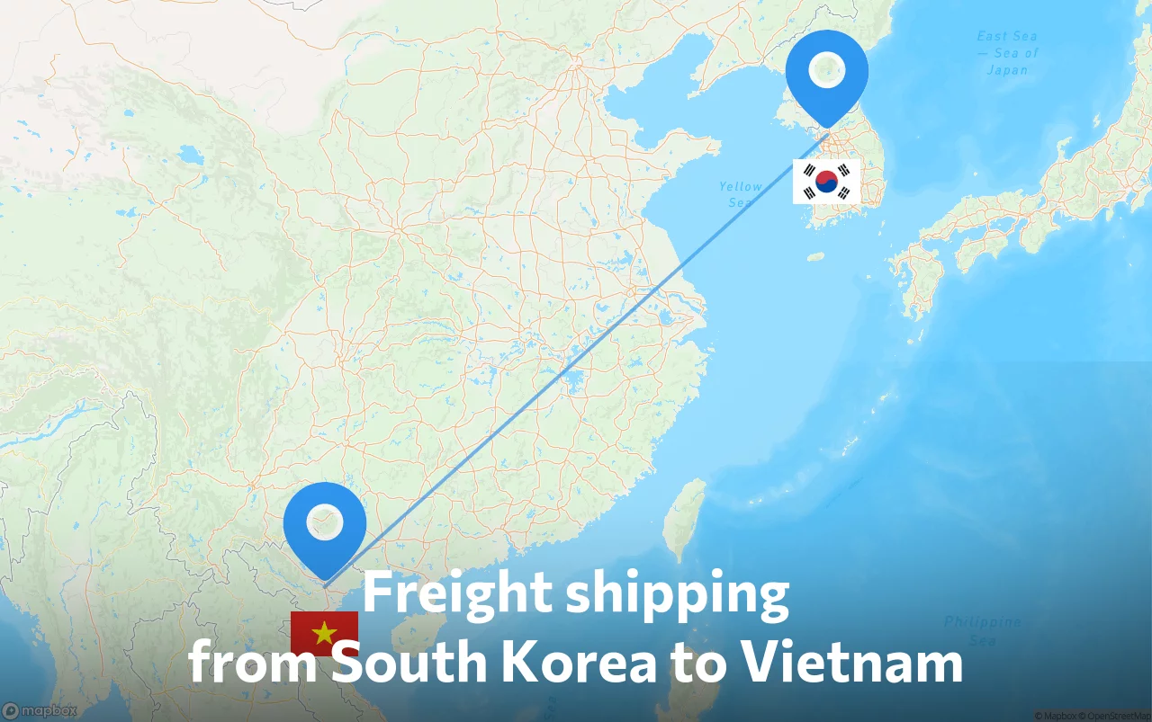 Shipping route from South Korea to Vietnam