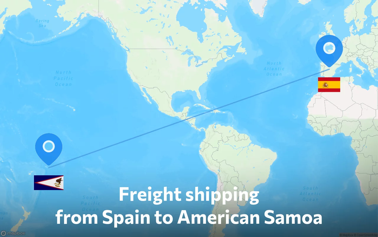 Shipping route from Spain to American Samoa
