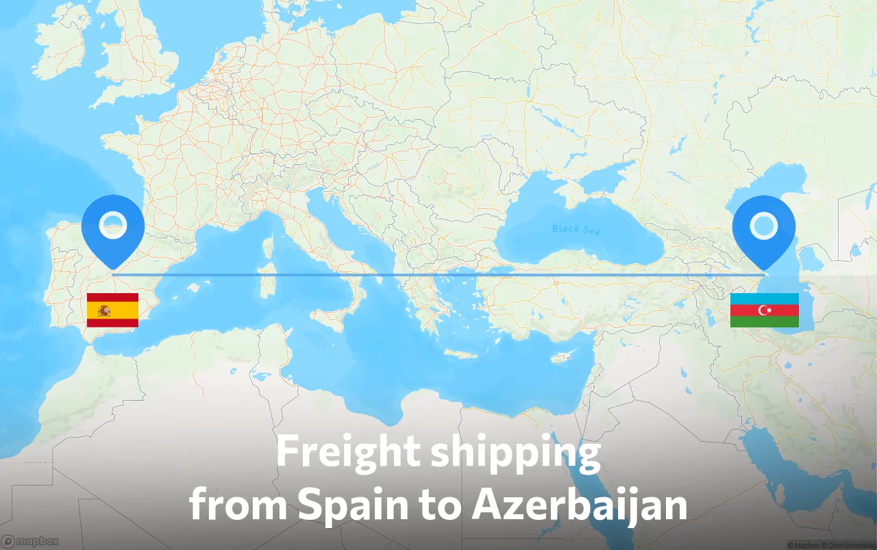 Shipping route from Spain to Azerbaijan