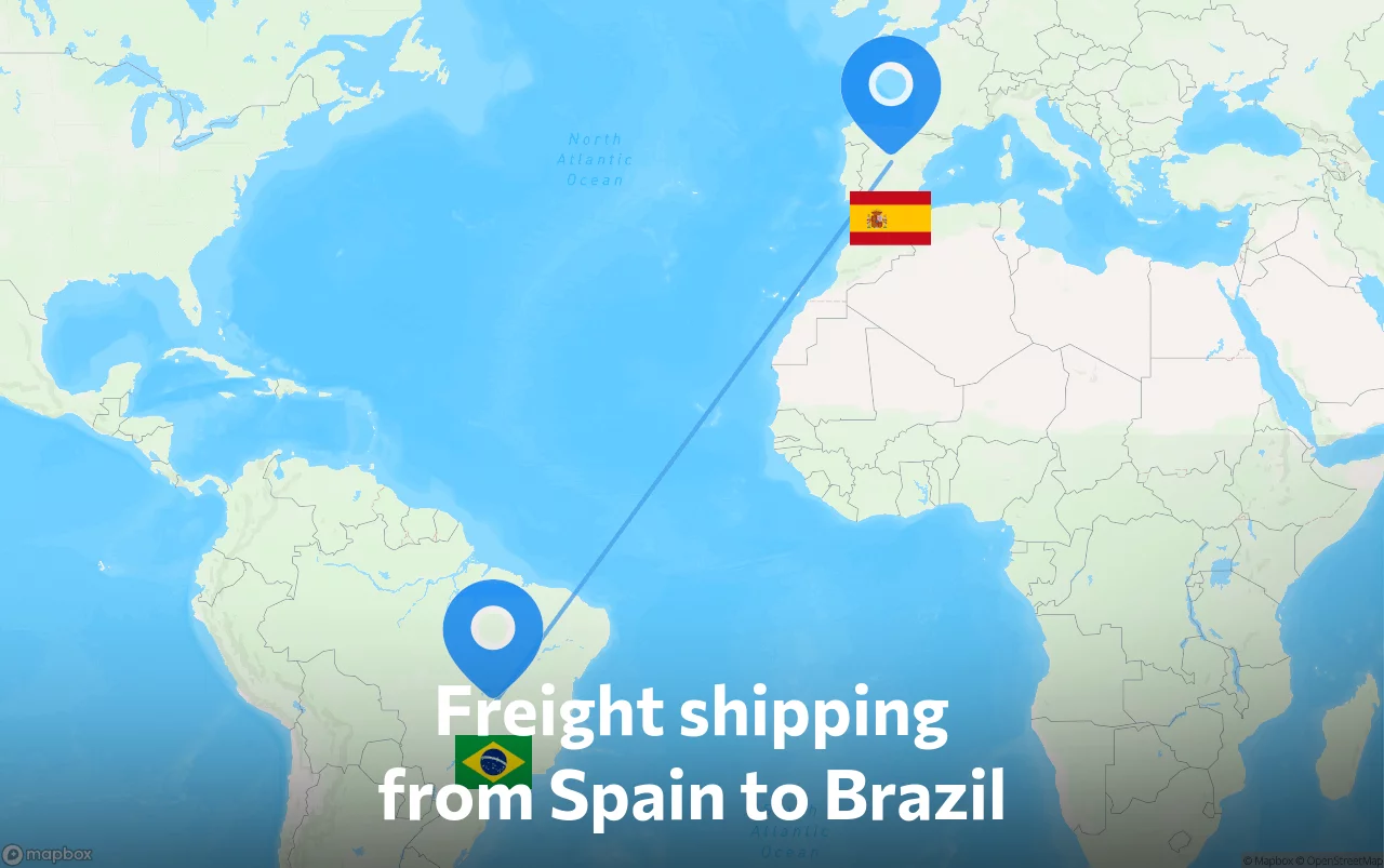 Shipping route from Spain to Brazil