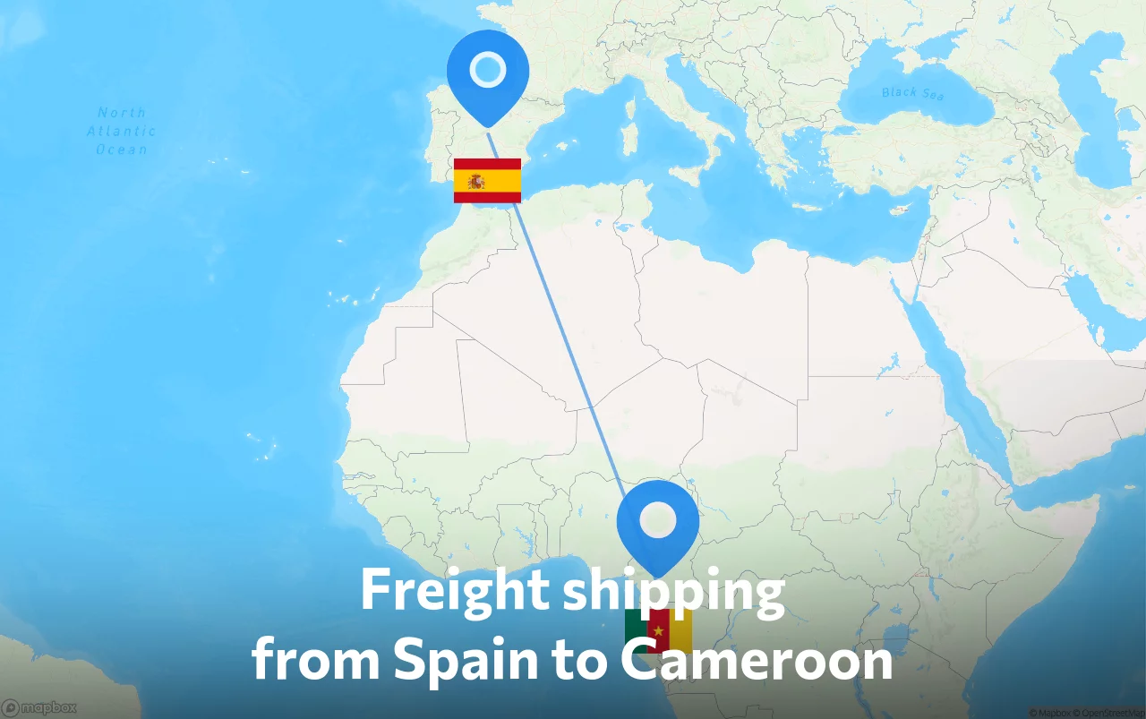 Shipping route from Spain to Cameroon