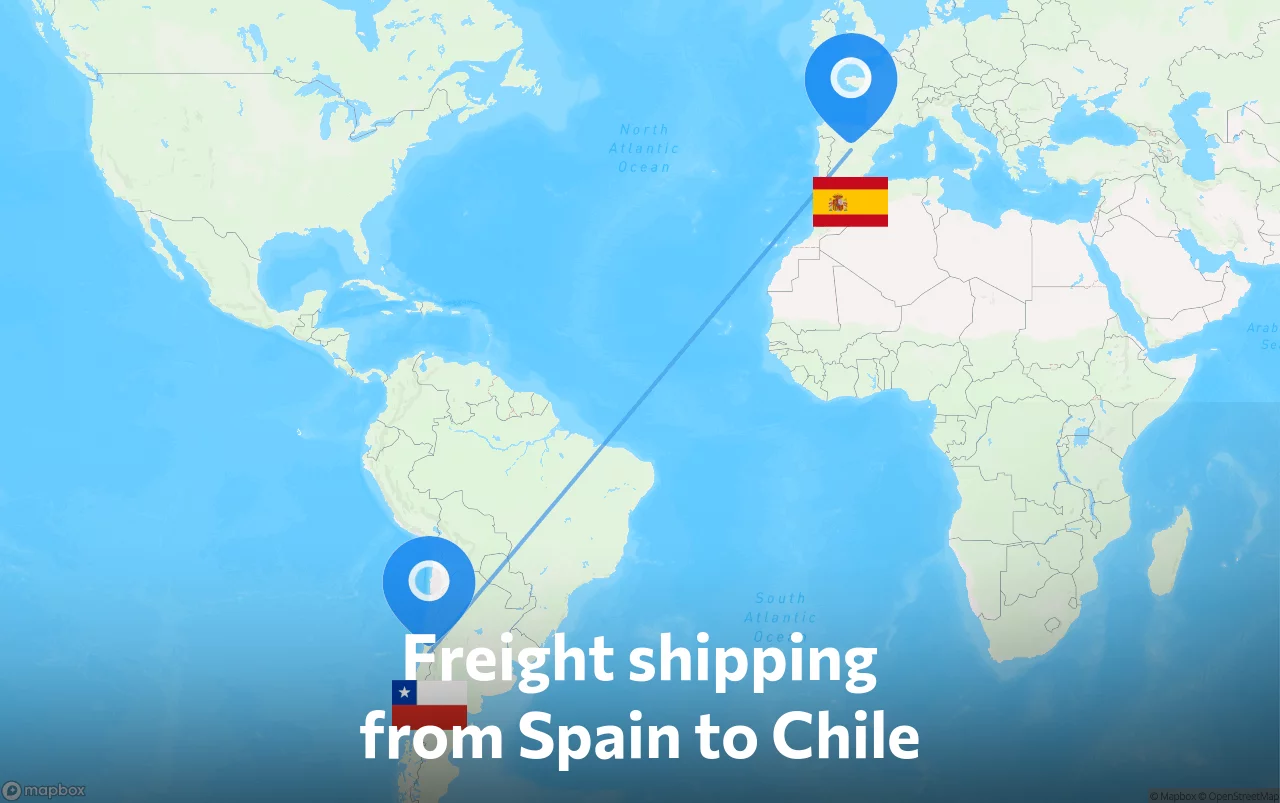 Shipping route from Spain to Chile