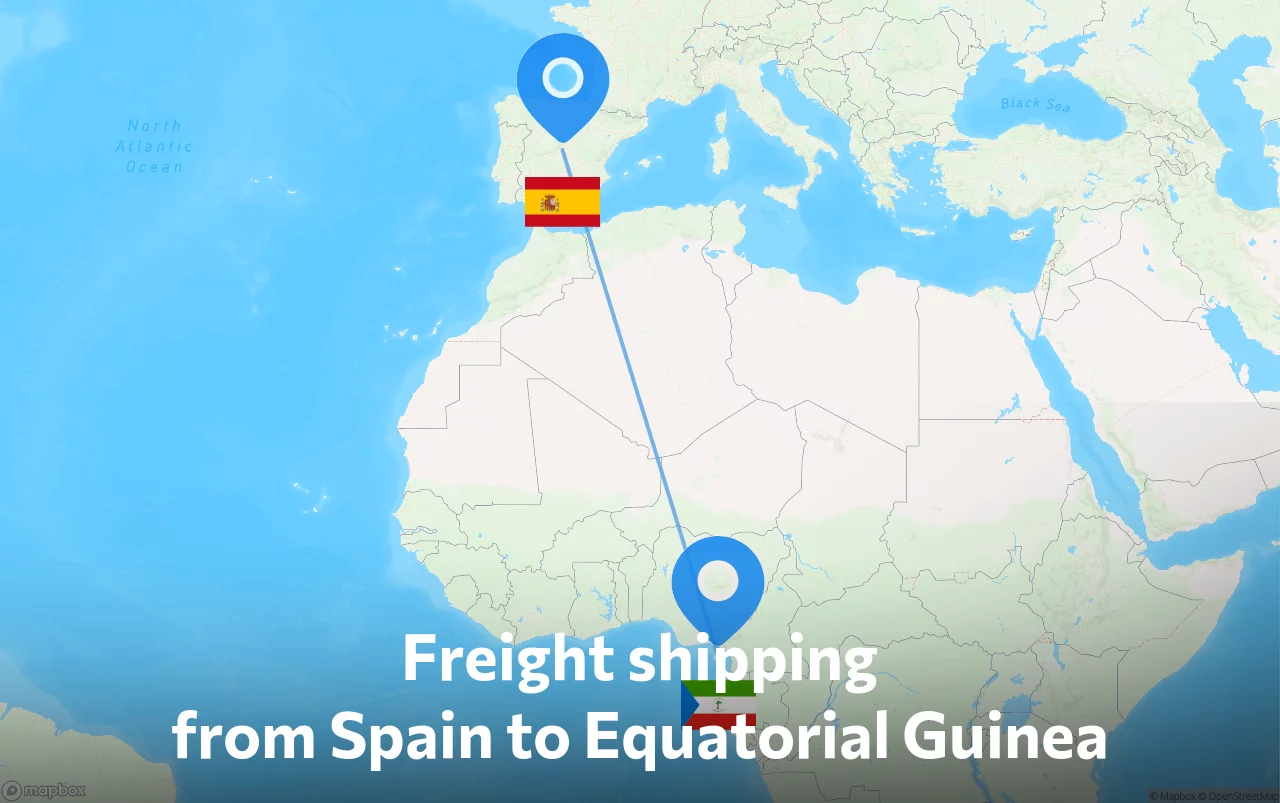 Shipping route from Spain to Equatorial Guinea