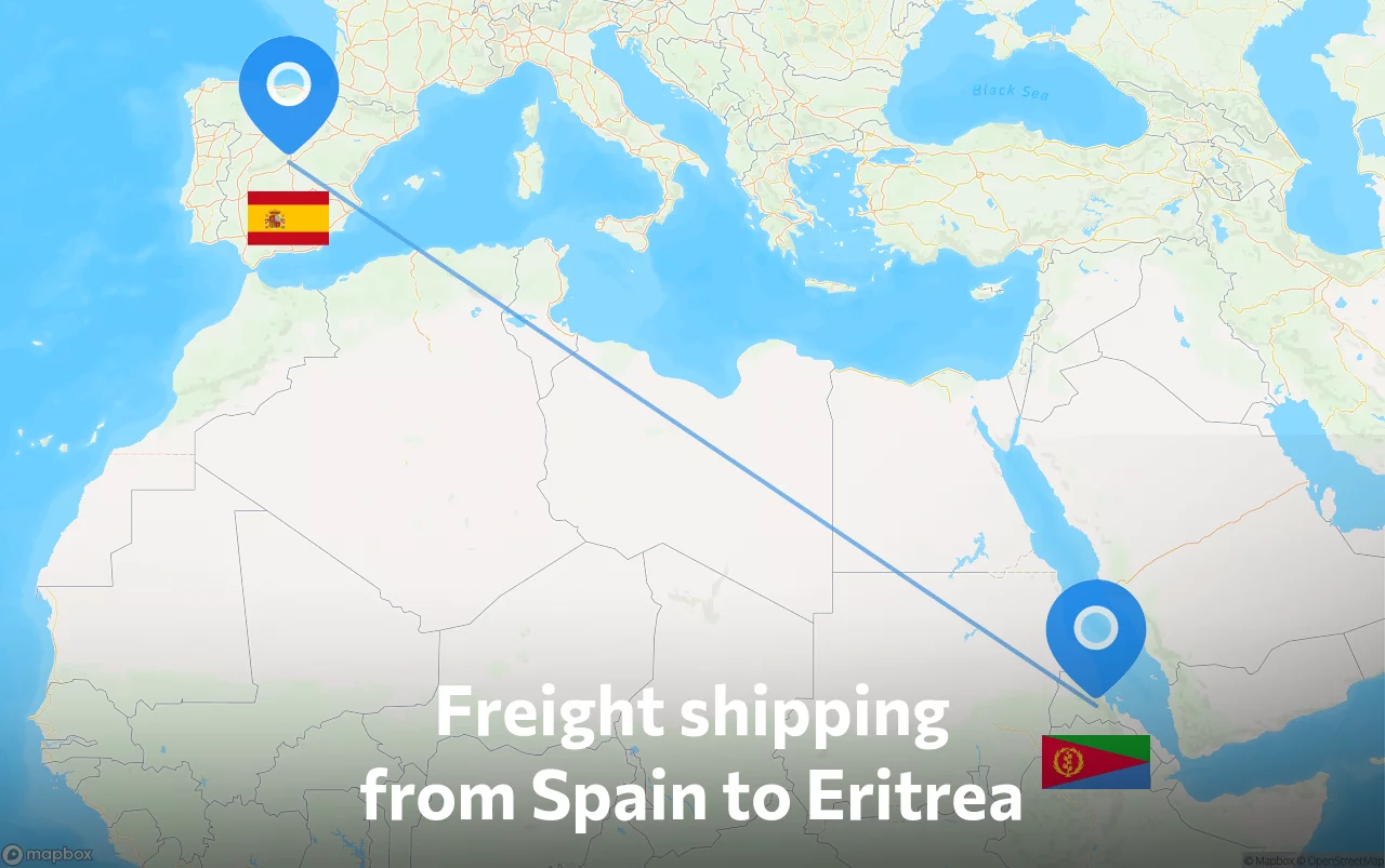 Shipping route from Spain to Eritrea