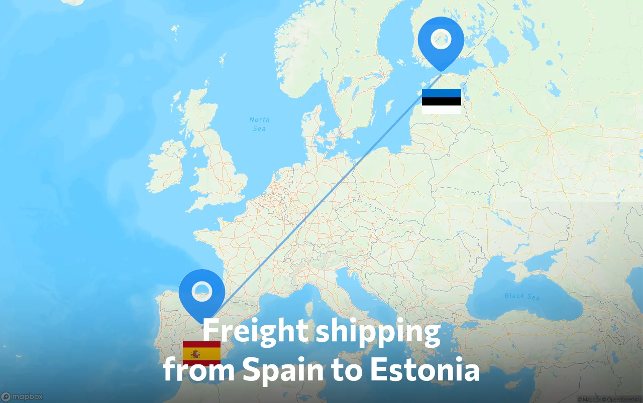 Shipping route from Spain to Estonia