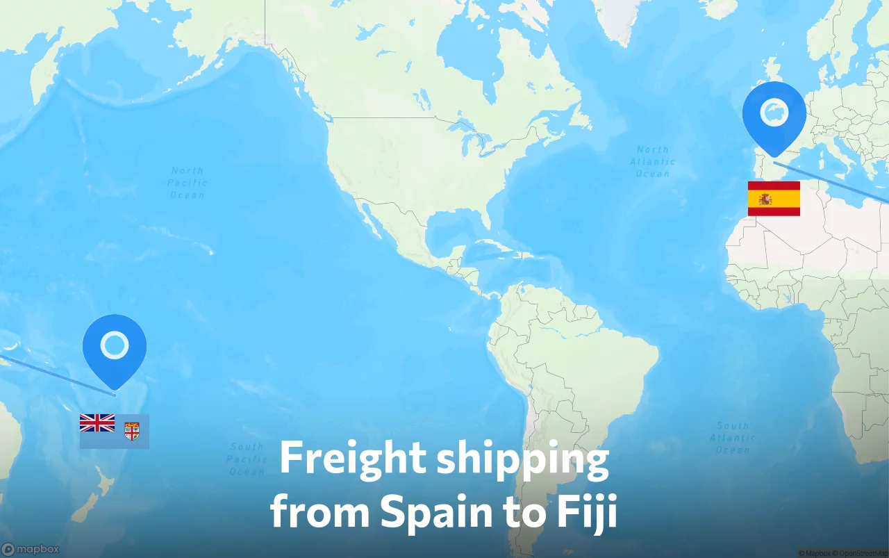 Shipping route from Spain to Fiji