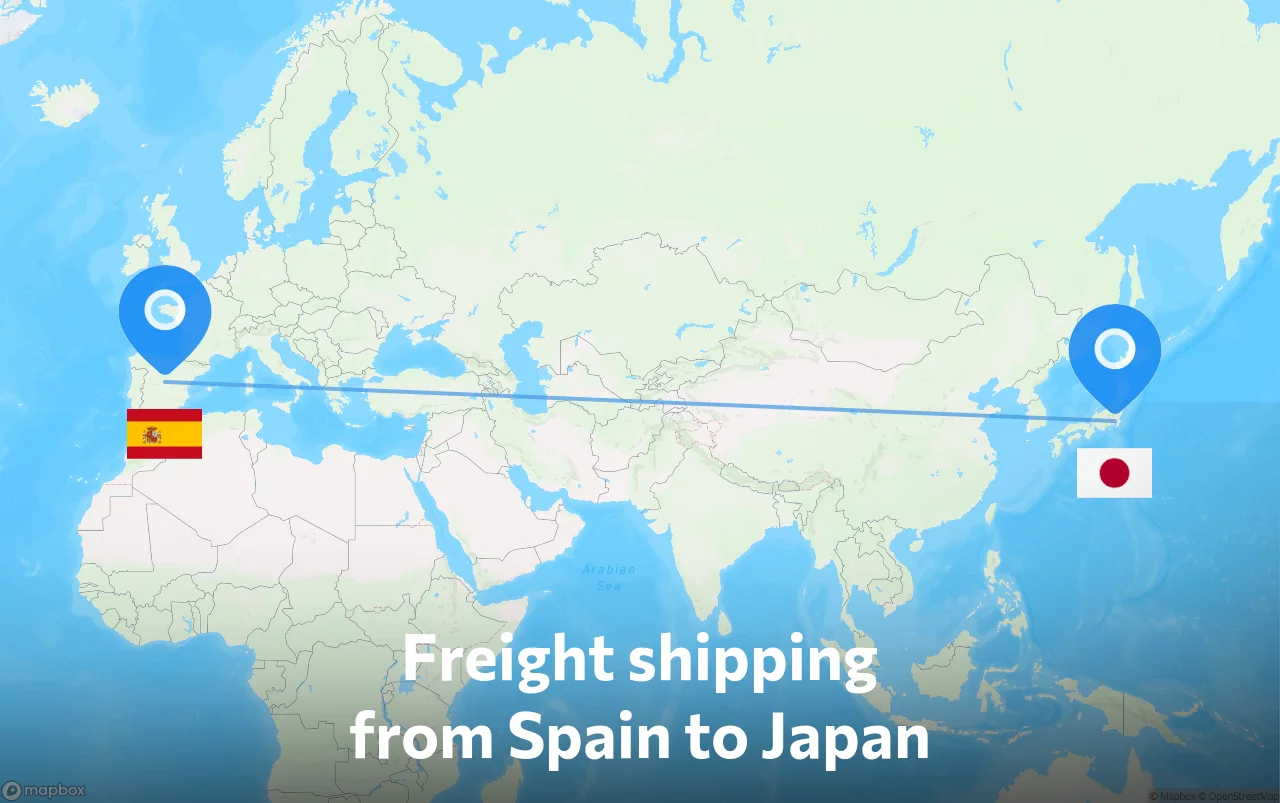 Shipping route from Spain to Japan