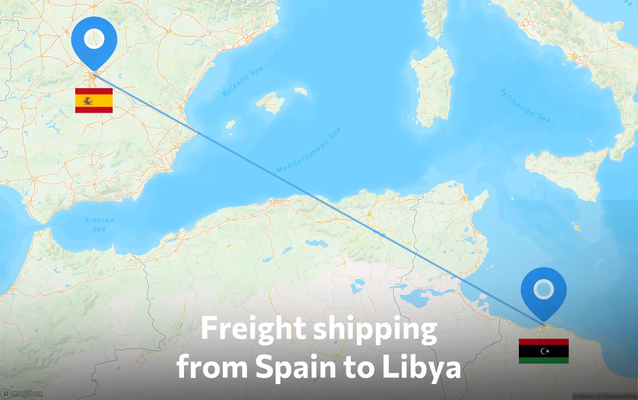 Shipping route from Spain to Libya