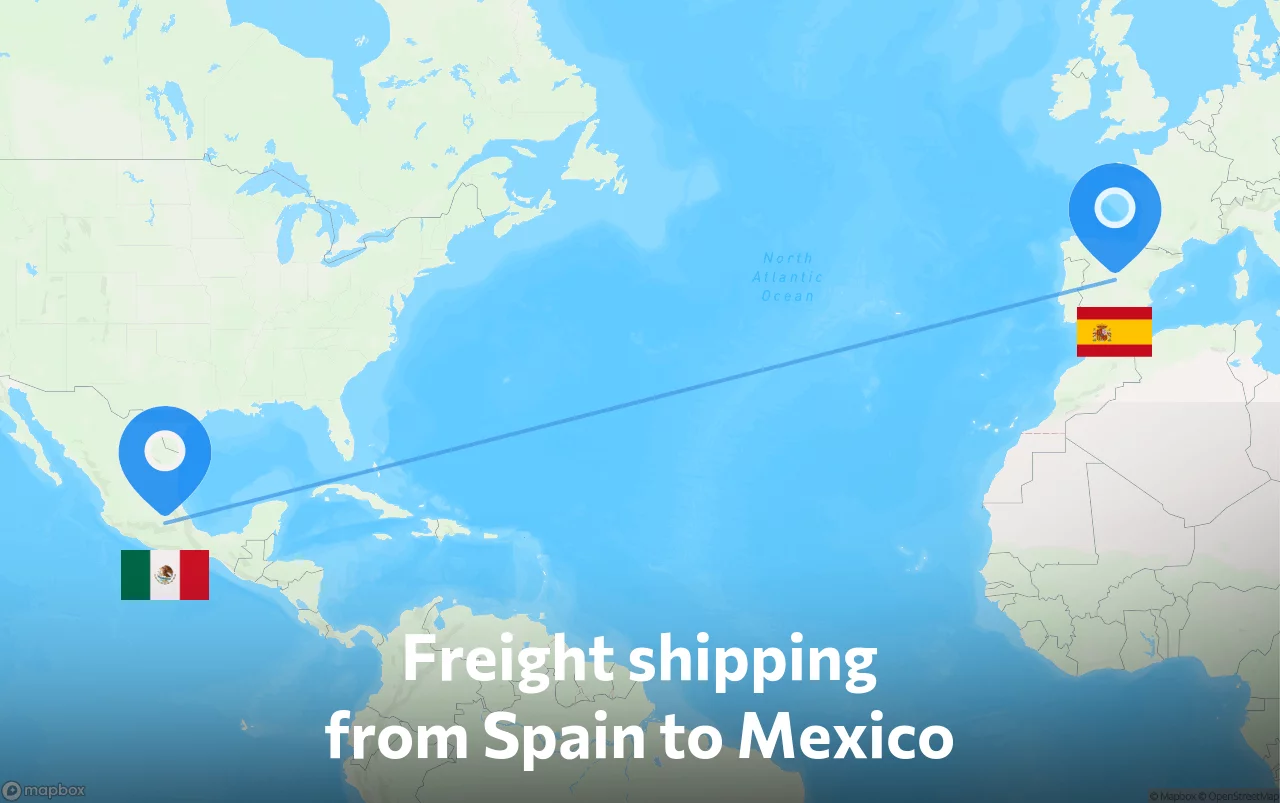Shipping route from Spain to Mexico