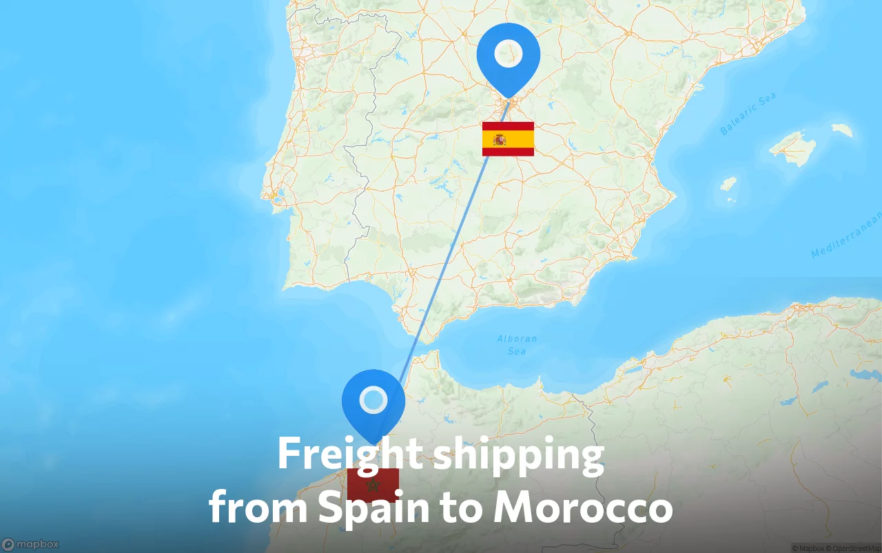 Shipping route from Spain to Morocco