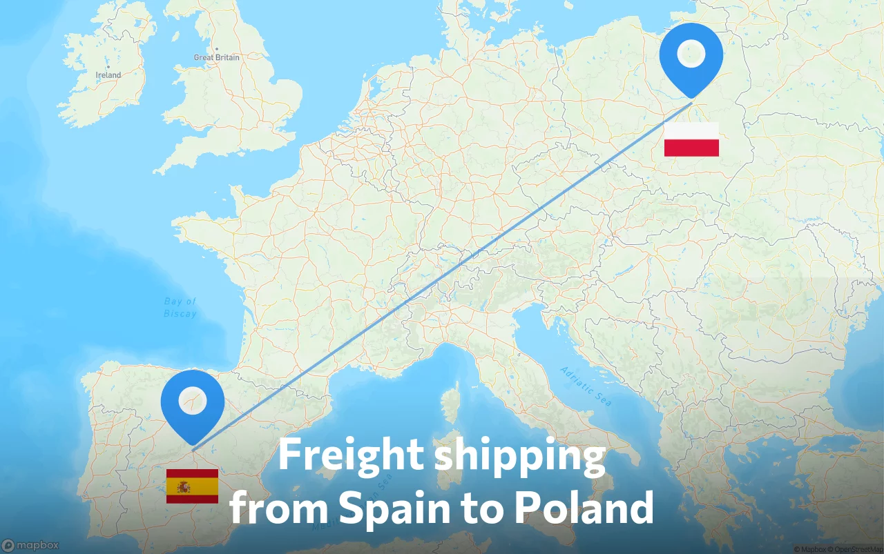 Shipping route from Spain to Poland
