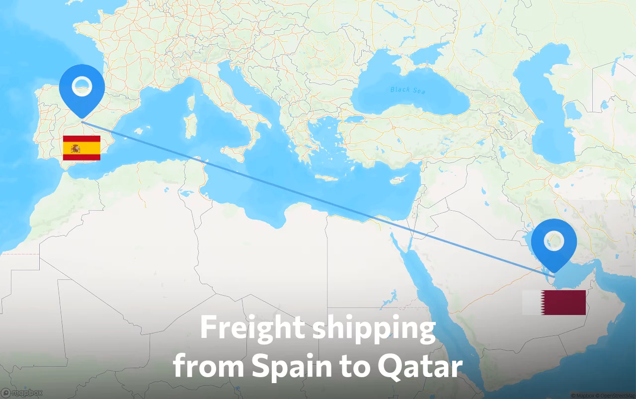 Shipping route from Spain to Qatar