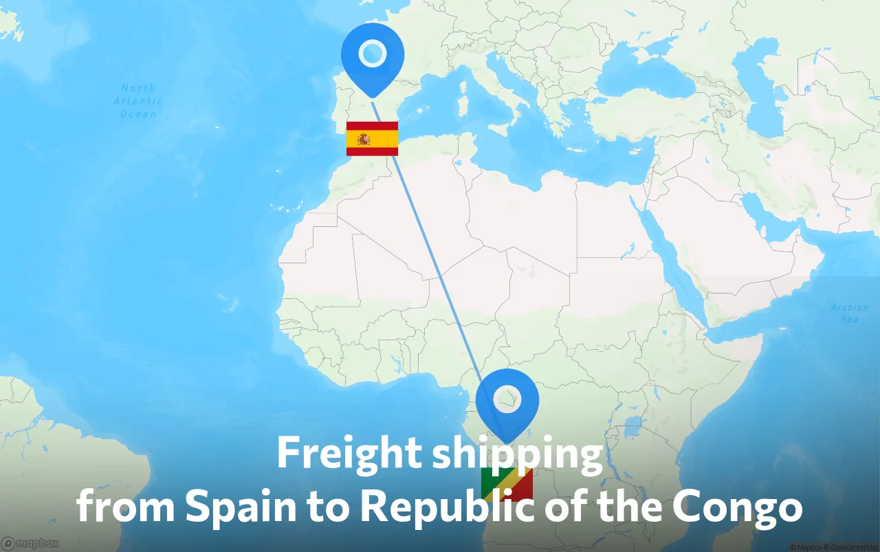 Shipping route from Spain to Republic of the Congo