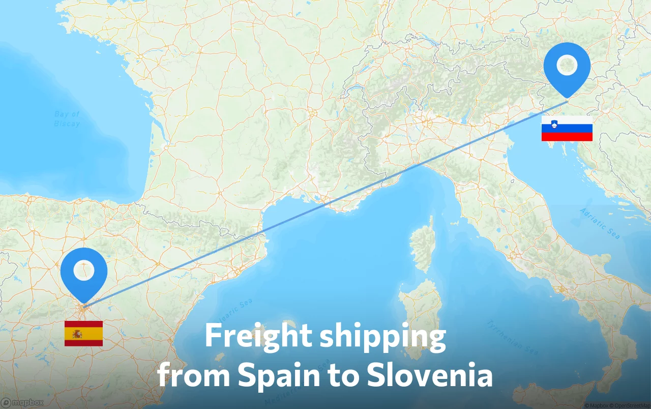 Shipping route from Spain to Slovenia