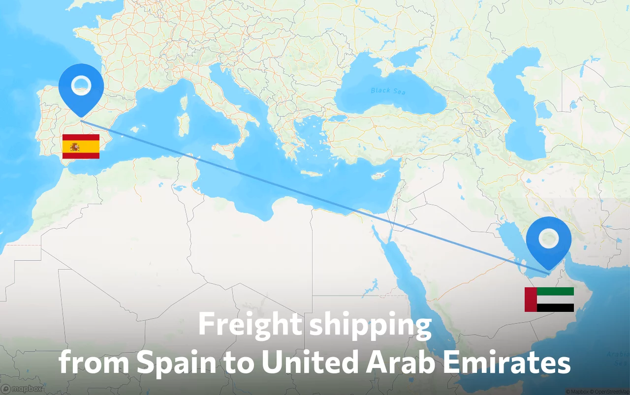 Shipping route from Spain to United Arab Emirates