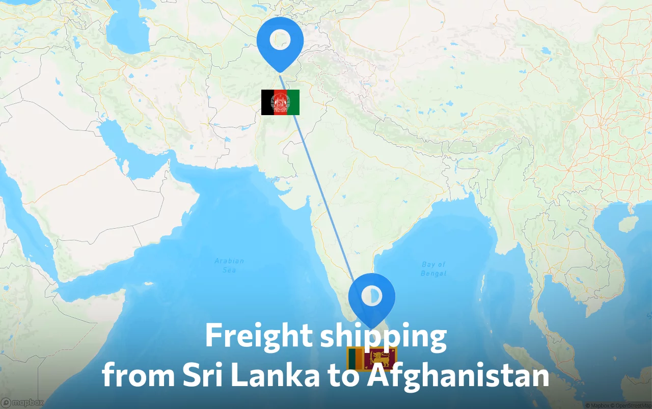 Shipping route from Sri Lanka to Afghanistan