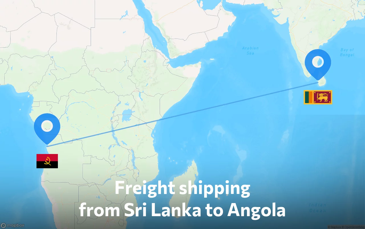 Shipping route from Sri Lanka to Angola