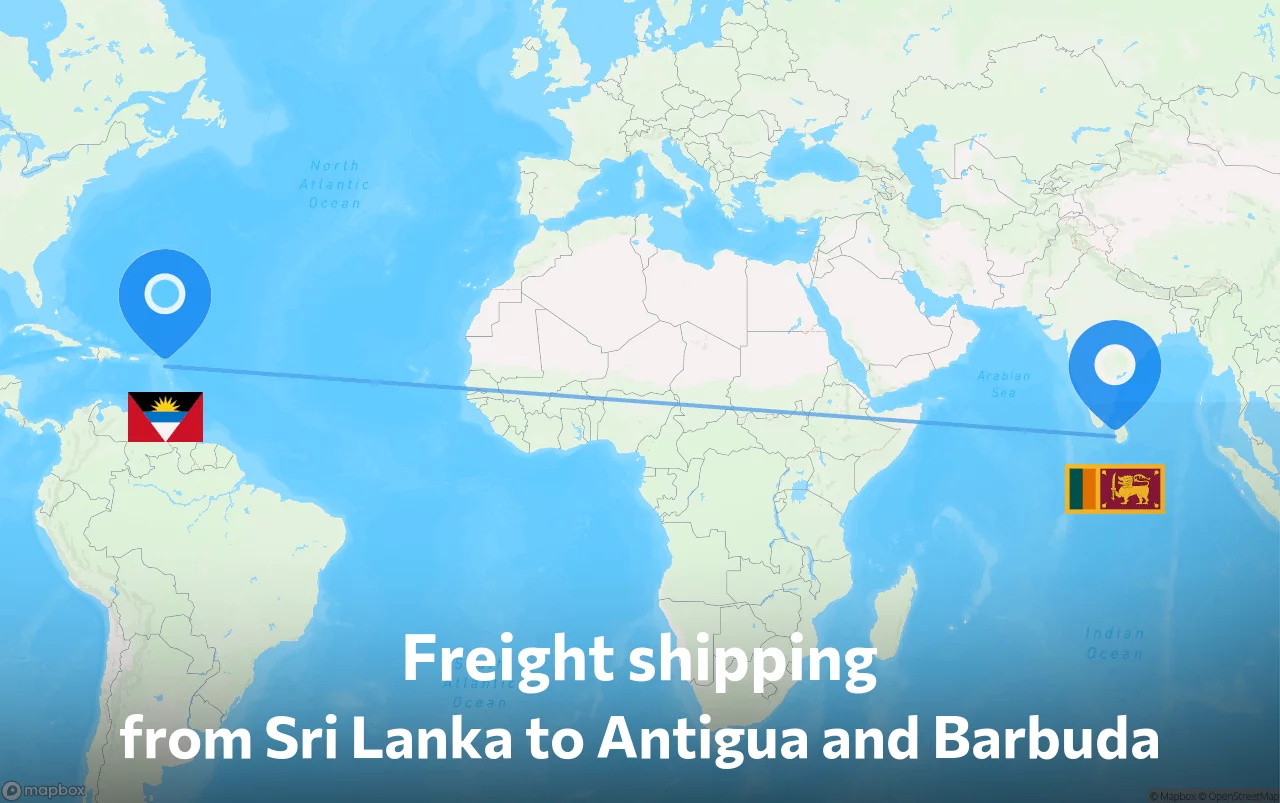 Shipping route from Sri Lanka to Antigua and Barbuda