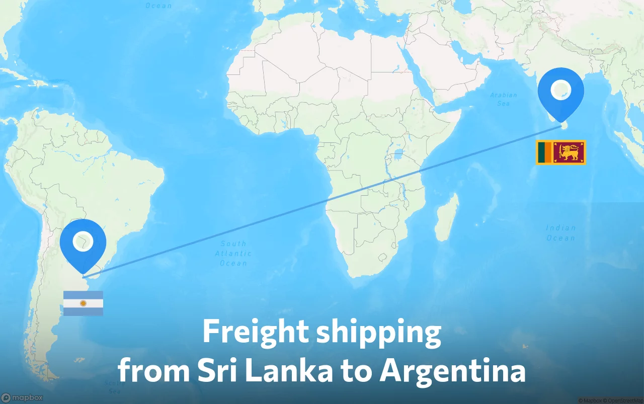 Shipping route from Sri Lanka to Argentina