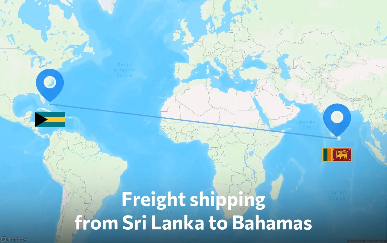 Shipping route from Sri Lanka to Bahamas