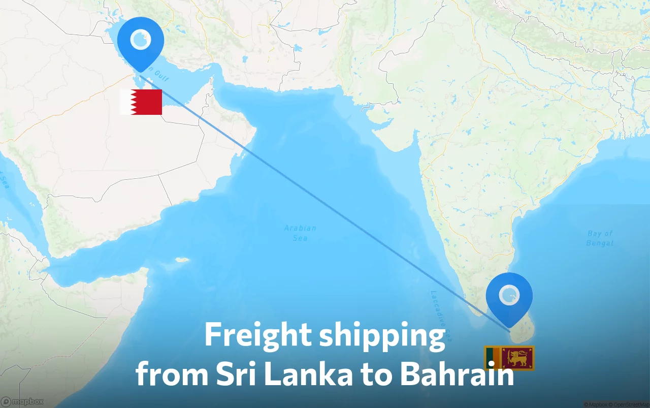 Shipping route from Sri Lanka to Bahrain