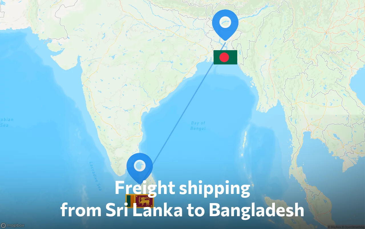 Shipping route from Sri Lanka to Bangladesh