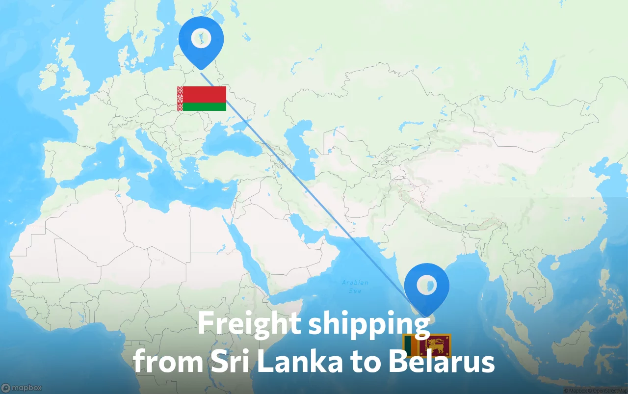 Shipping route from Sri Lanka to Belarus