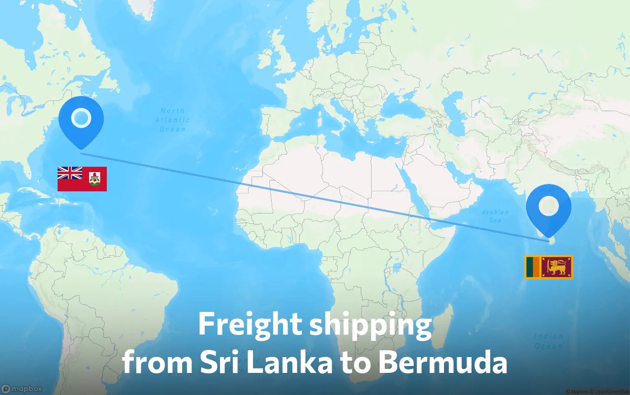 Shipping route from Sri Lanka to Bermuda
