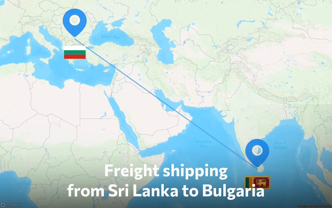 Shipping route from Sri Lanka to Bulgaria