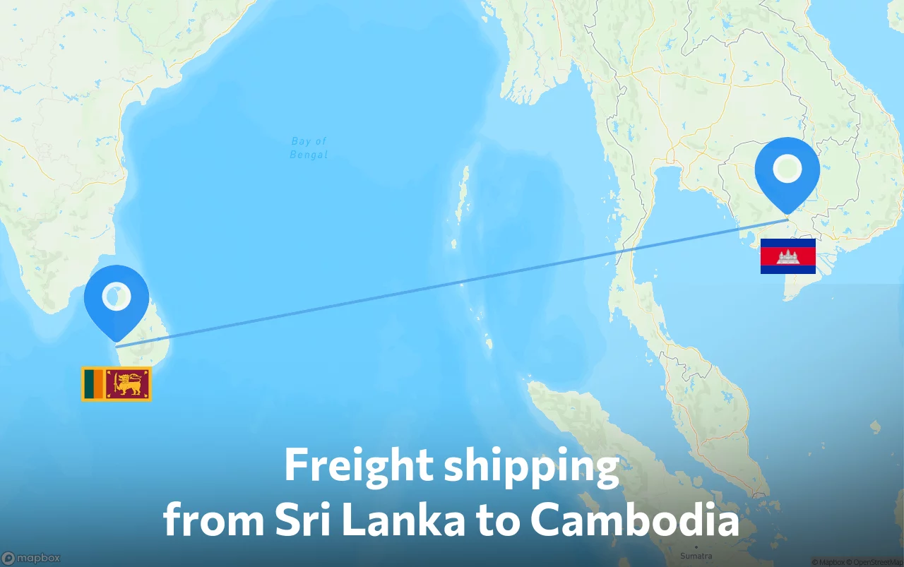 Shipping route from Sri Lanka to Cambodia