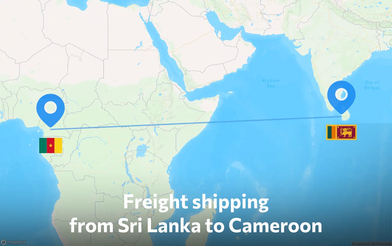 Shipping route from Sri Lanka to Cameroon