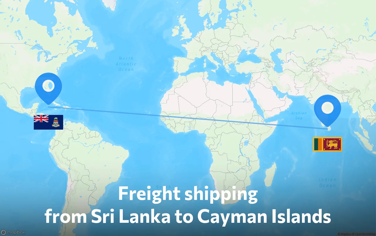 Shipping route from Sri Lanka to Cayman Islands