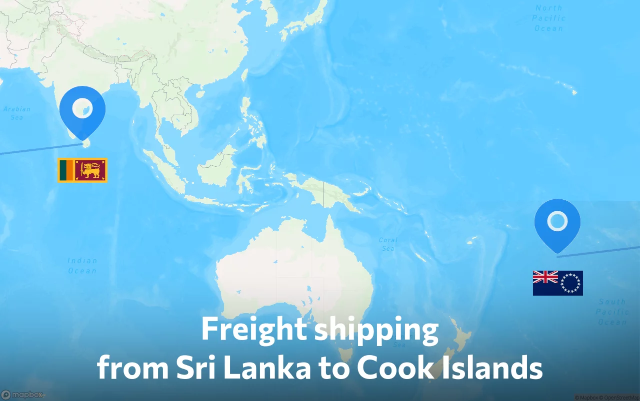 Shipping route from Sri Lanka to Cook Islands