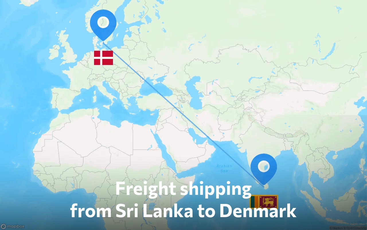 Shipping route from Sri Lanka to Denmark