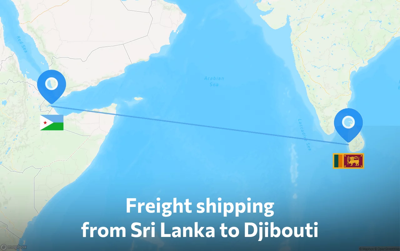 Shipping route from Sri Lanka to Djibouti
